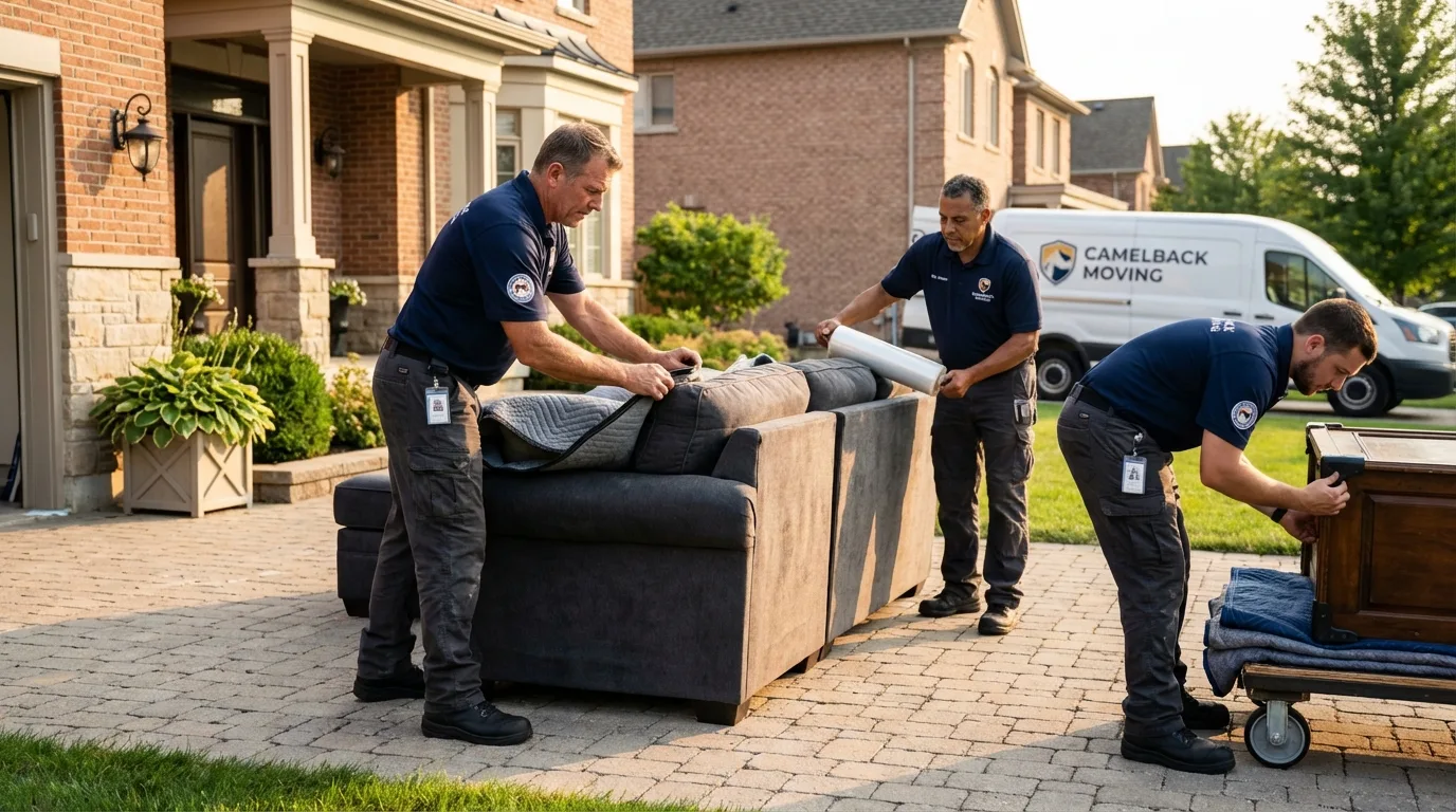 Large estate moving crew wrapping furniture in Lugoff, SC